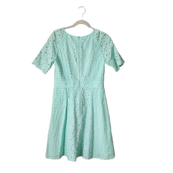 ANTONIO MELANI Eyelet short sleeve dress fit flare in Robin's egg blue NEW 10 - Picture 2 of 7